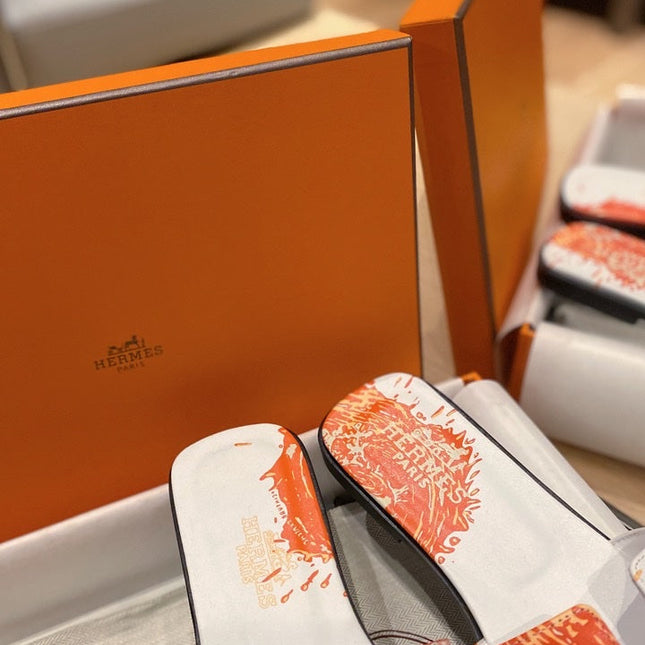 0RAN SANDALS IN WHITE MIX ORANGE CALFSKIN