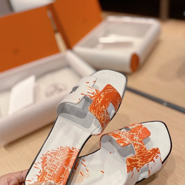 0RAN SANDALS IN WHITE MIX ORANGE CALFSKIN