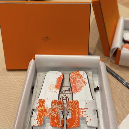 0RAN SANDALS IN WHITE MIX ORANGE CALFSKIN