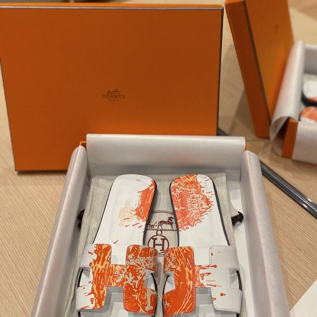 0RAN SANDALS IN WHITE MIX ORANGE CALFSKIN