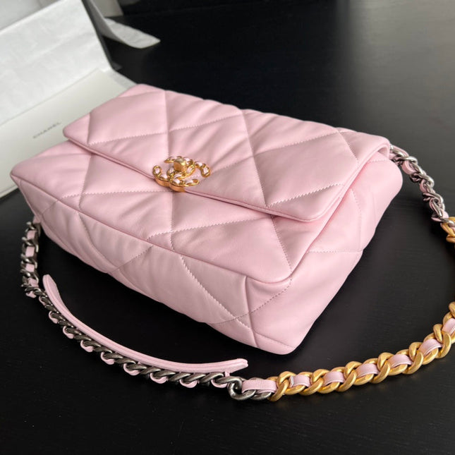 19 FLAP BAG 30 PINK GOATSKIN