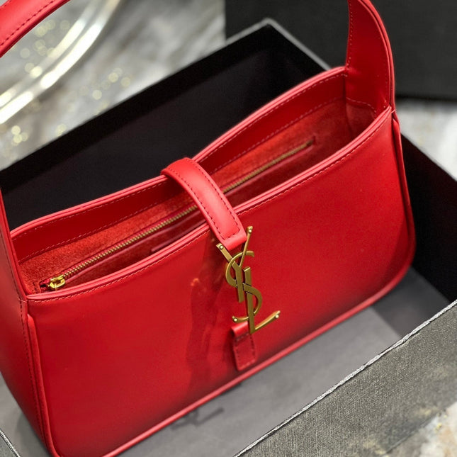 LE 5 A 7 23 RED LAMBSKIN GOLD HARDWARE