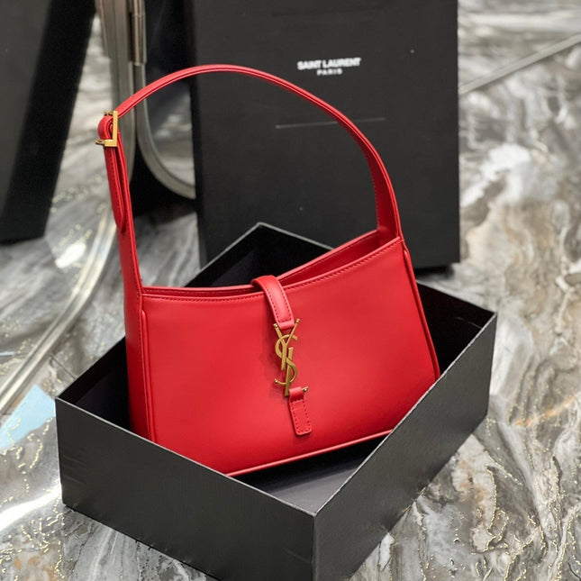LE 5 A 7 23 RED LAMBSKIN GOLD HARDWARE