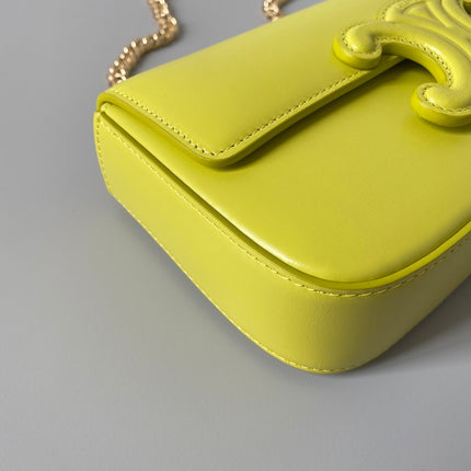 20 CHAIN EMBOSSED ARMPIT BAG CHARTREUSE YELLOW CALFSKIN