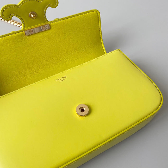 20 CHAIN EMBOSSED ARMPIT BAG CHARTREUSE YELLOW CALFSKIN