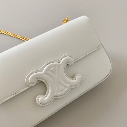 20 CHAIN EMBOSSED ARMPIT BAG WHITE CALFSKIN