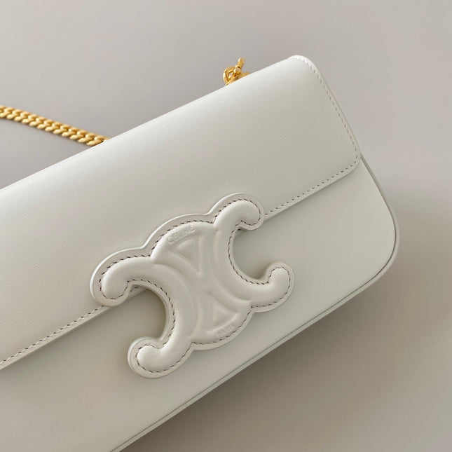 20 CHAIN EMBOSSED ARMPIT BAG WHITE CALFSKIN