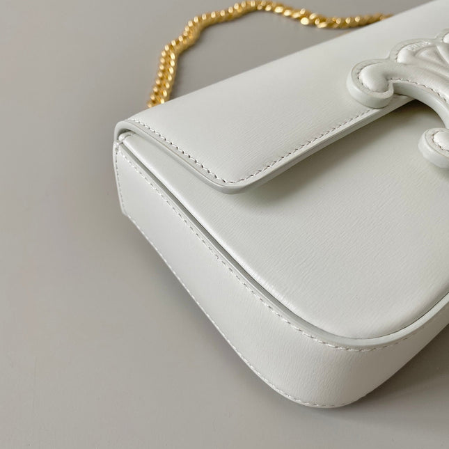 20 CHAIN EMBOSSED ARMPIT BAG WHITE CALFSKIN
