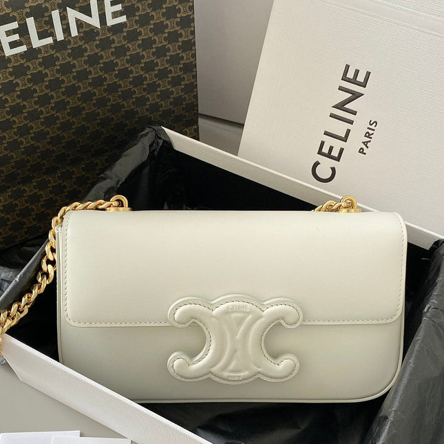 20 CHAIN EMBOSSED ARMPIT BAG WHITE CALFSKIN