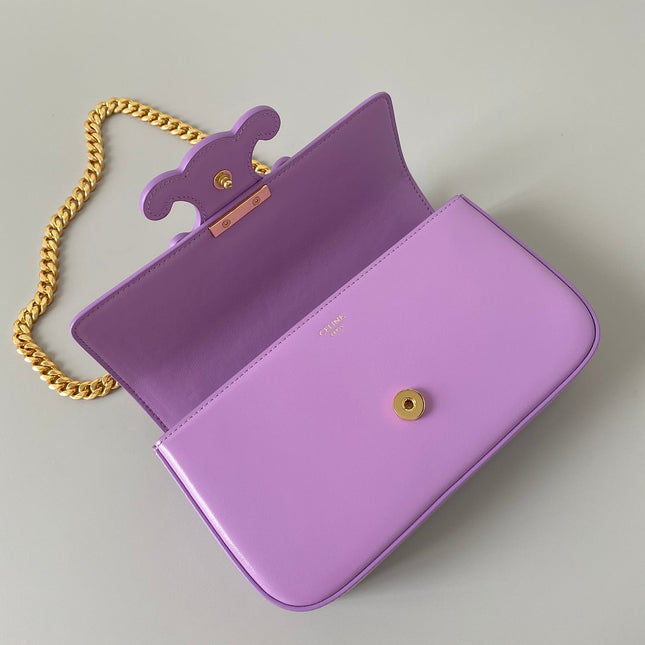 20 CHAIN EMBOSSED ARMPIT BAG PURPLE CALFSKIN