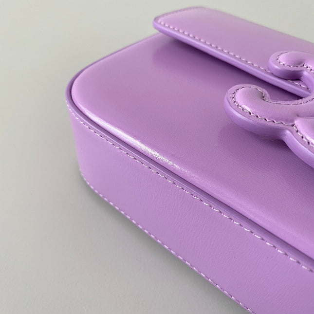 20 CHAIN EMBOSSED ARMPIT BAG PURPLE CALFSKIN