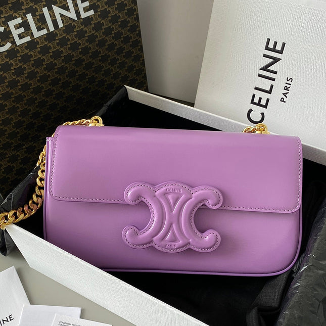 20 CHAIN EMBOSSED ARMPIT BAG PURPLE CALFSKIN