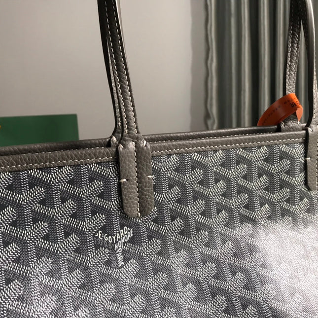 HARDY PM BAG 40 IN GRAY GOYARDINE CANVAS AND TAURILLON LEATHER TRIM