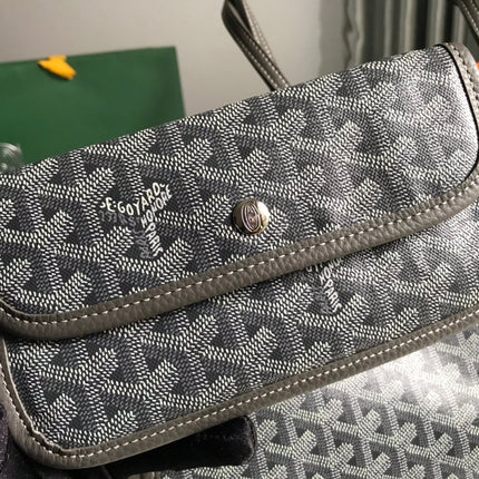 HARDY PM BAG 40 IN GRAY GOYARDINE CANVAS AND TAURILLON LEATHER TRIM