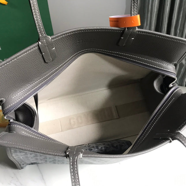 HARDY PM BAG 40 IN GRAY GOYARDINE CANVAS AND TAURILLON LEATHER TRIM