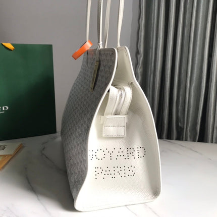 HARDY PM BAG 40 IN WHITE GOYARDINE CANVAS AND TAURILLON LEATHER TRIM