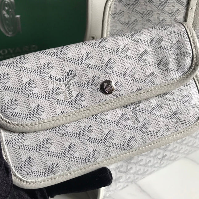 HARDY PM BAG 40 IN WHITE GOYARDINE CANVAS AND TAURILLON LEATHER TRIM
