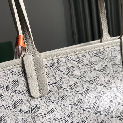 HARDY PM BAG 40 IN WHITE GOYARDINE CANVAS AND TAURILLON LEATHER TRIM