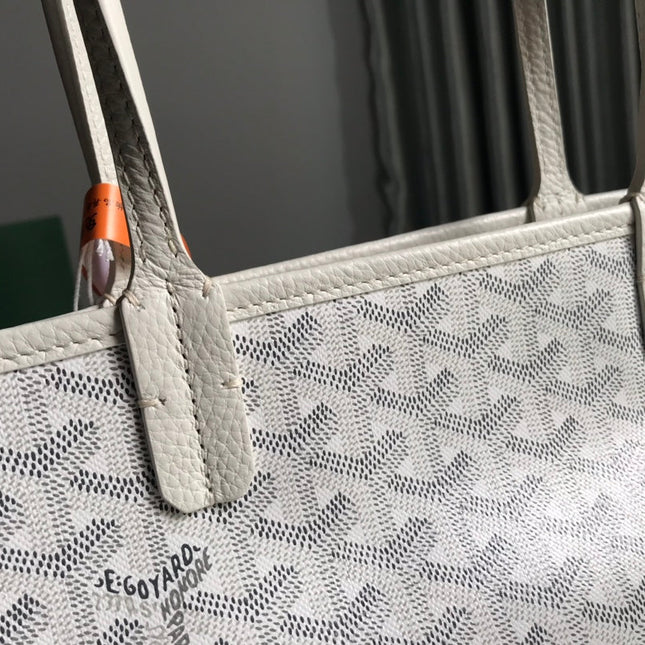 HARDY PM BAG 40 IN WHITE GOYARDINE CANVAS AND TAURILLON LEATHER TRIM