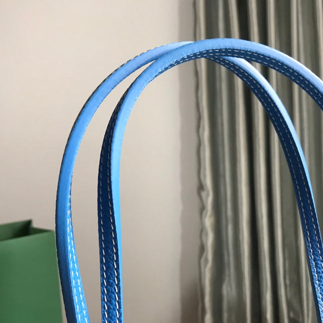 HARDY PM BAG 40 IN SKY BLUE GOYARDINE CANVAS AND TAURILLON LEATHER TRIM