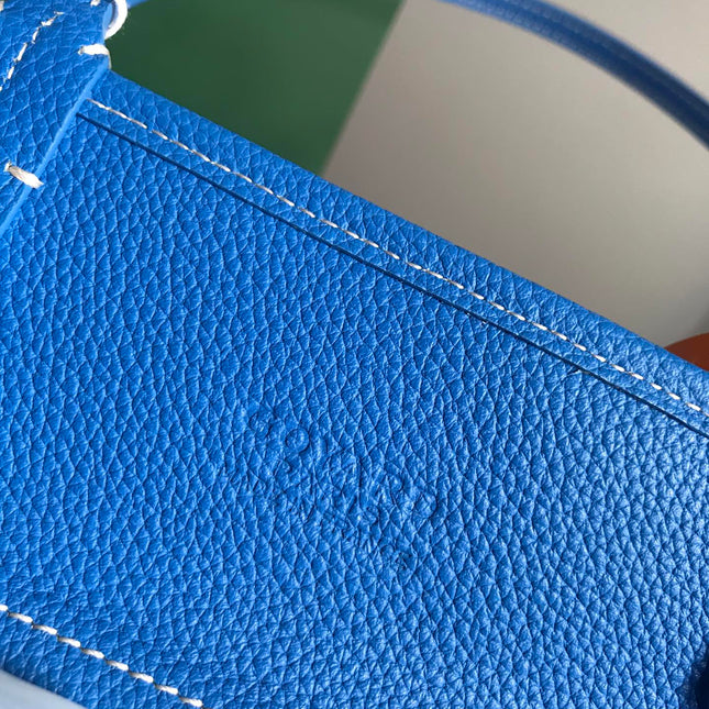 HARDY PM BAG 40 IN SKY BLUE GOYARDINE CANVAS AND TAURILLON LEATHER TRIM