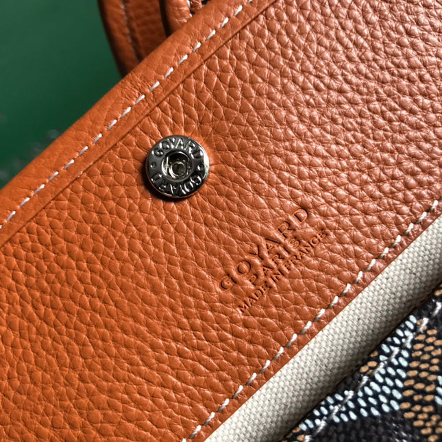 HARDY PM BAG 40 IN BLACK GOYARDINE CANVAS AND TAN TAURILLON LEATHER TRIM