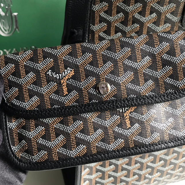 HARDY PM BAG 40 IN BLACK GOYARDINE CANVAS AND TAURILLON LEATHER TRIM