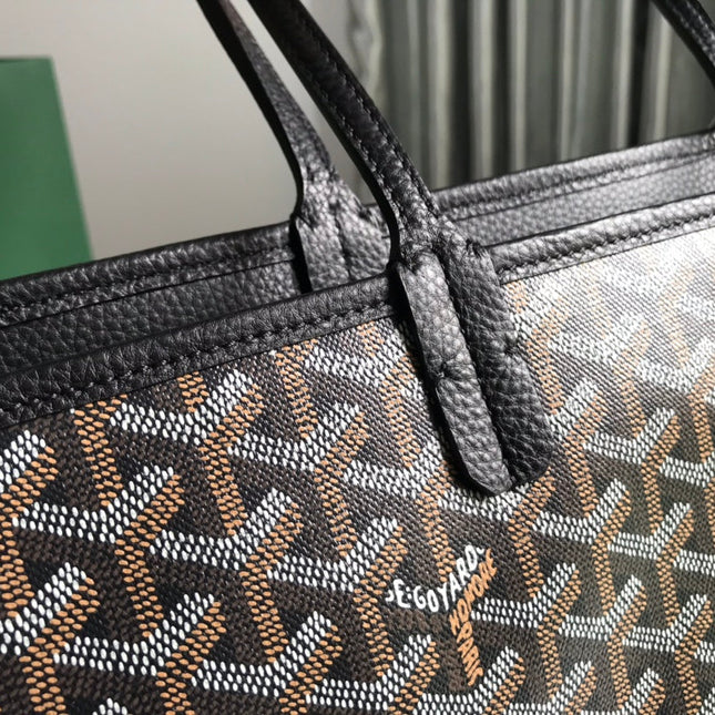 HARDY PM BAG 40 IN BLACK GOYARDINE CANVAS AND TAURILLON LEATHER TRIM