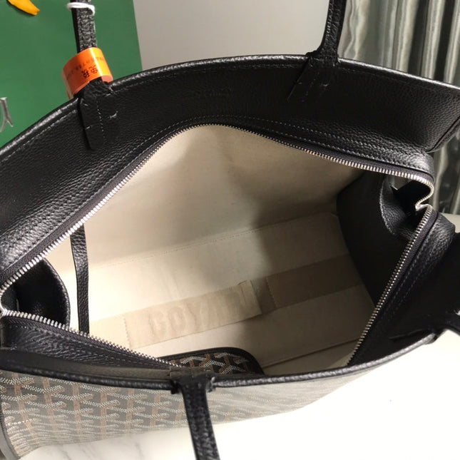HARDY PM BAG 40 IN BLACK GOYARDINE CANVAS AND TAURILLON LEATHER TRIM