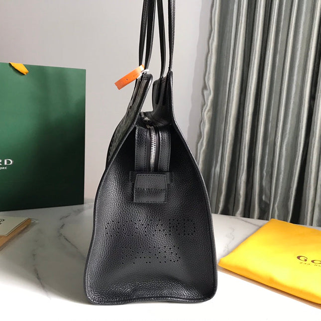 HARDY PM BAG 40 IN BLACK GOYARDINE CANVAS AND TAURILLON LEATHER TRIM
