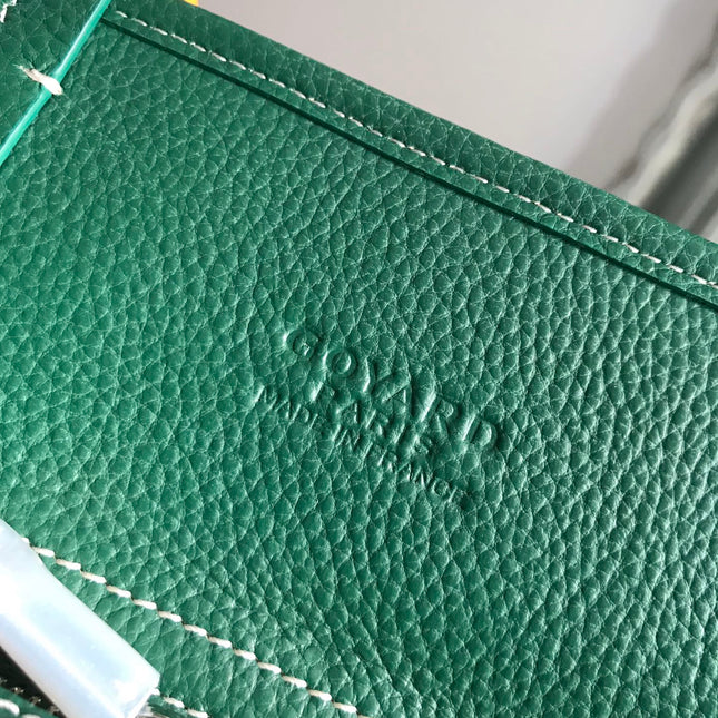 HARDY PM BAG 40 IN GREEN GOYARDINE CANVAS AND TAURILLON LEATHER TRIM