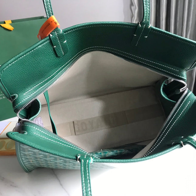 HARDY PM BAG 40 IN GREEN GOYARDINE CANVAS AND TAURILLON LEATHER TRIM