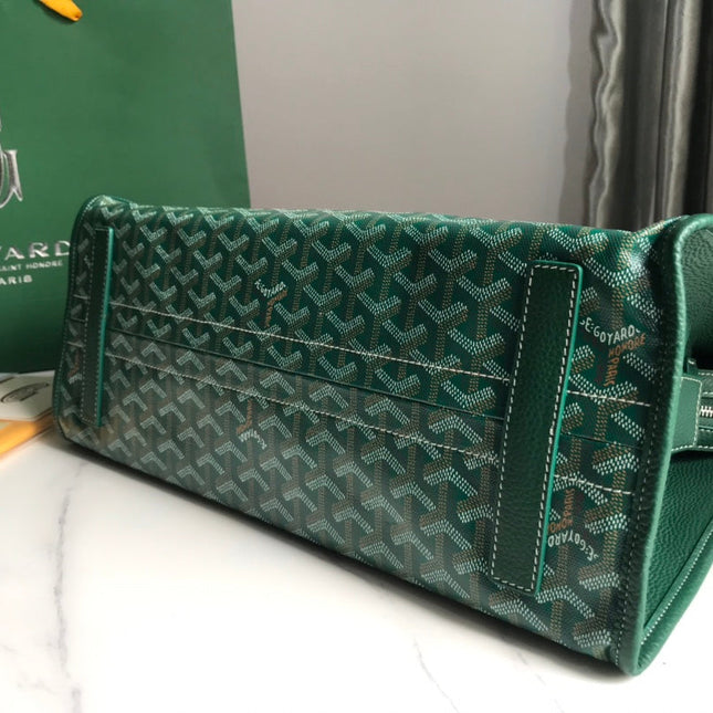 HARDY PM BAG 40 IN GREEN GOYARDINE CANVAS AND TAURILLON LEATHER TRIM