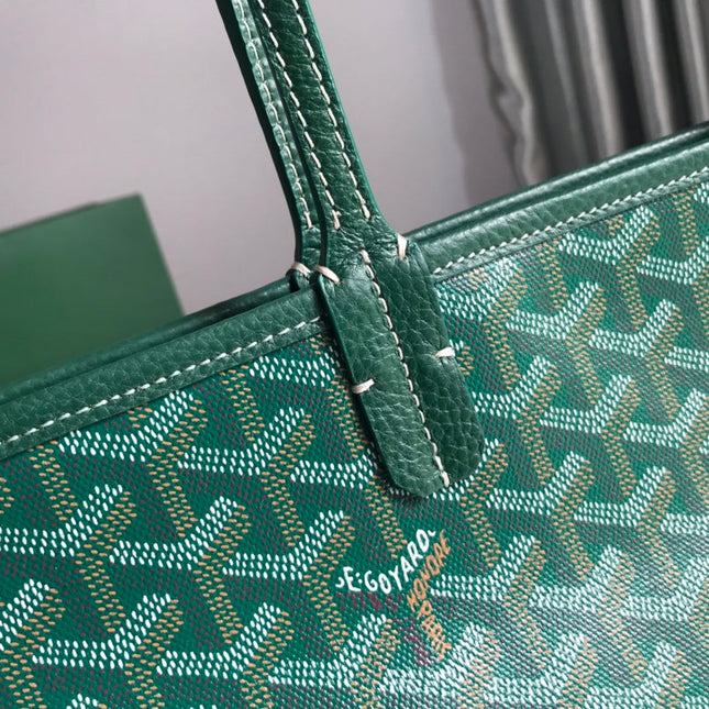 HARDY PM BAG 40 IN GREEN GOYARDINE CANVAS AND TAURILLON LEATHER TRIM