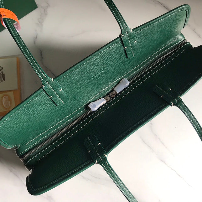 HARDY PM BAG 40 IN GREEN GOYARDINE CANVAS AND TAURILLON LEATHER TRIM