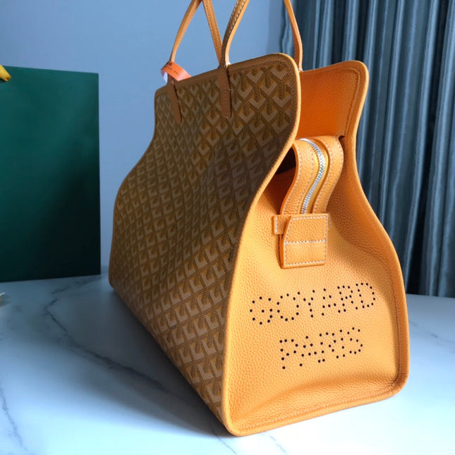 HARDY PM BAG 40 IN YELLOW GOYARDINE CANVAS AND TAURILLON LEATHER TRIM