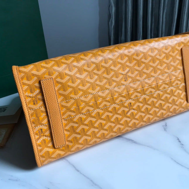 HARDY PM BAG 40 IN YELLOW GOYARDINE CANVAS AND TAURILLON LEATHER TRIM