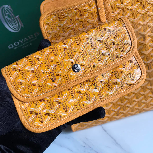 HARDY PM BAG 40 IN YELLOW GOYARDINE CANVAS AND TAURILLON LEATHER TRIM