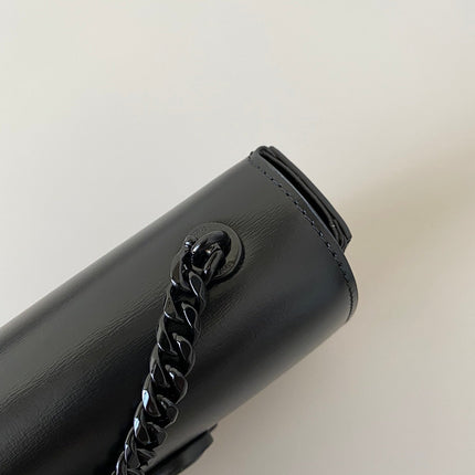 20 CHAIN EMBOSSED ARMPIT BAG FULL BLACK CALFSKIN