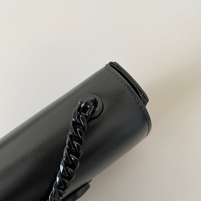 20 CHAIN EMBOSSED ARMPIT BAG FULL BLACK CALFSKIN