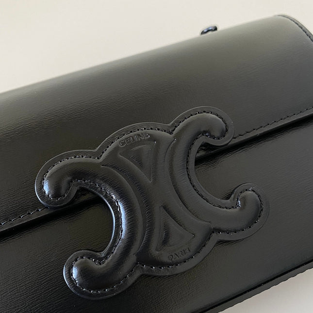20 CHAIN EMBOSSED ARMPIT BAG FULL BLACK CALFSKIN
