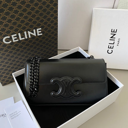 20 CHAIN EMBOSSED ARMPIT BAG FULL BLACK CALFSKIN