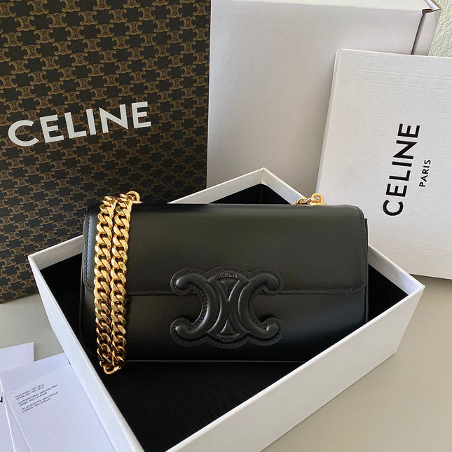 20 CHAIN EMBOSSED ARMPIT BAG BLACK CALFSKIN