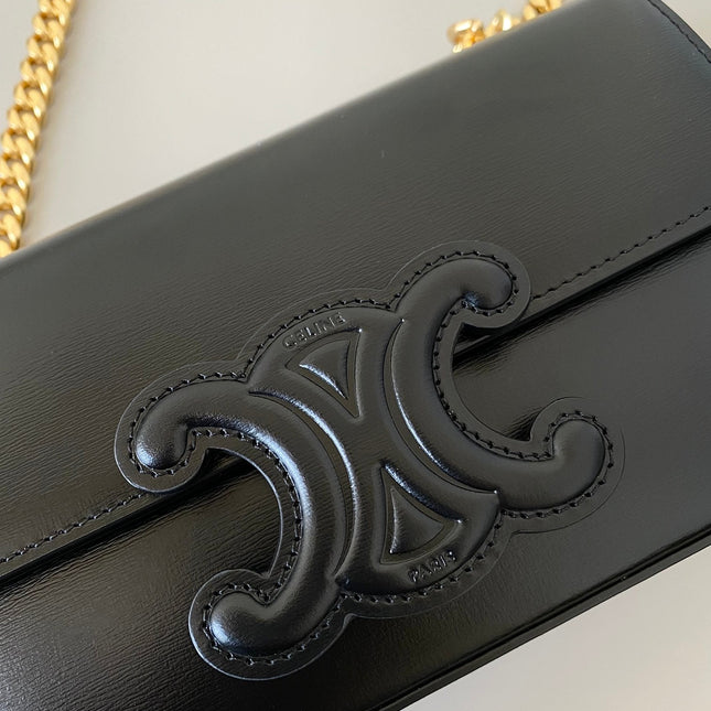 20 CHAIN EMBOSSED ARMPIT BAG BLACK CALFSKIN