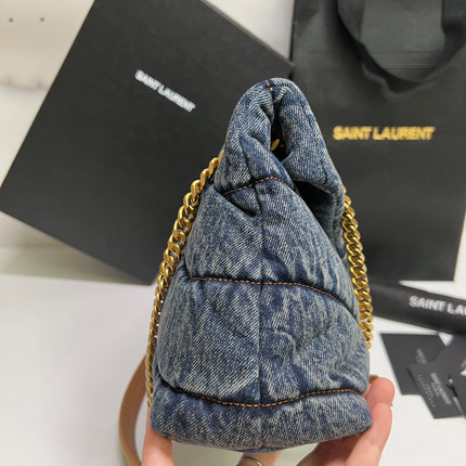 PUFFER BAG 29 IN BLUE GRADIENT DENIM GOLD HARDWARE