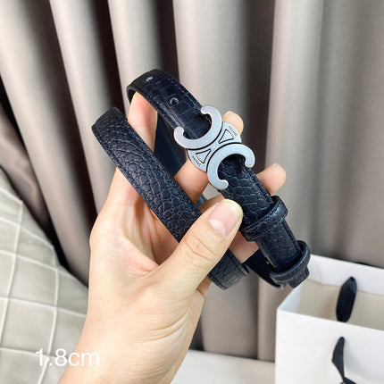 CL Belt 18mm Black Crocodile Embossed Calfskin Shw