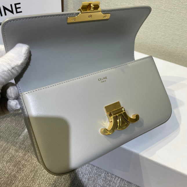 CHAIN EMBOSSED ARMPIT BAG 20 IN STONE GRAY CALFSKIN