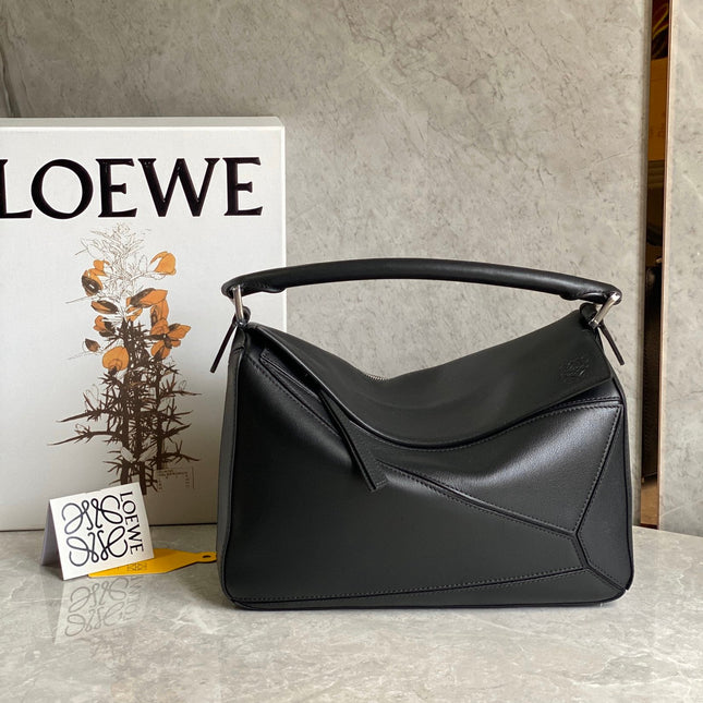 MEDIUM 30 PUZZLE BAG IN BLACK SOFT GRAINED CALFSKIN