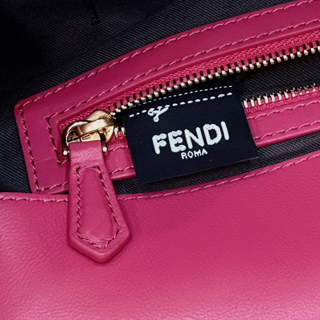 BAGUETTE WITH FF MOTIF 27 IN CERISH PINK SOFT LAMBSKIN GOLD HARDWARE