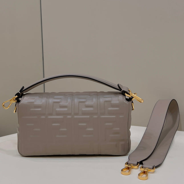 BAGUETTE WITH FF MOTIF 27 IN PINE CONE SOFT LAMBSKIN GOLD HARDWARE